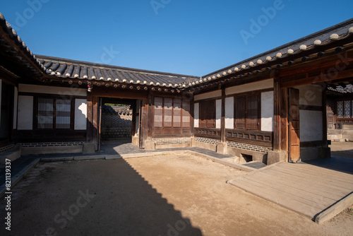 Korean traditional building in Changdeokgung palace. It is one of the Five Grand Palaces built by the kings of the Joseon dynasty photo