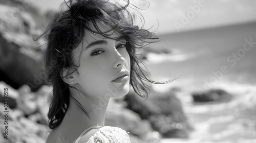 Portrait of a beautiful young woman on the beach