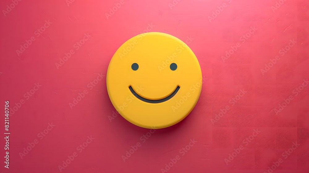 Fototapeta premium Smiling yellow emoticon on red background.