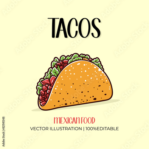 Tacos mexican food vector illustration