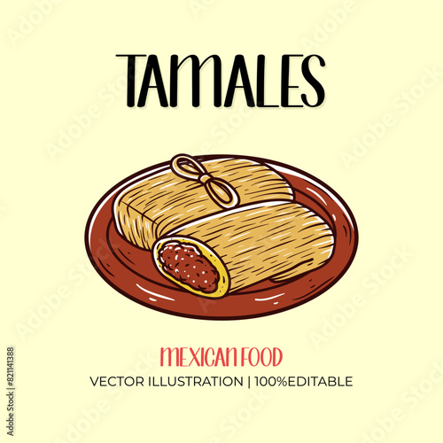 Tamales mexican food vector illustration