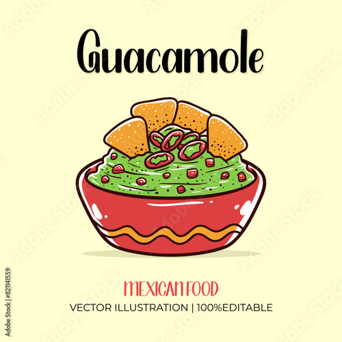 Guacamole mexican food vector illustration