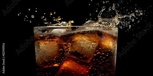 Cola soda with ice