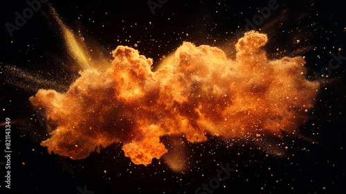 Explosion burst on a black background. Ideal for compositing with another image. The background can be removed with a blending mode like add.