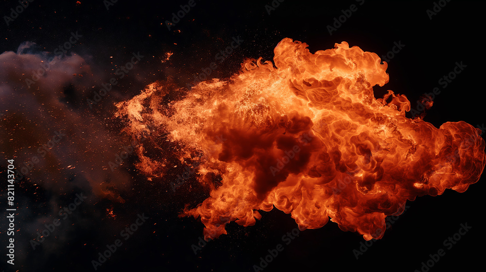 Fototapeta premium Explosion burst on a black background. Ideal for compositing with another image. The background can be removed with a blending mode like add.