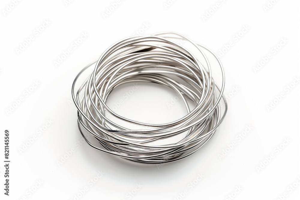 stainless steel wire on white background