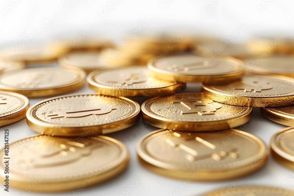 A close up of a heap of gold coins with a 'bit' symbol A close up of a heap of gold coins with a 'bit' symbol