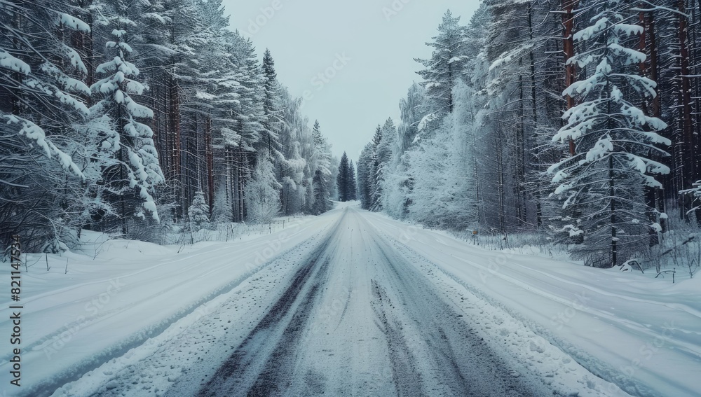 Winter Landscape with Snowy Road Winter Landscape with Snowy Road