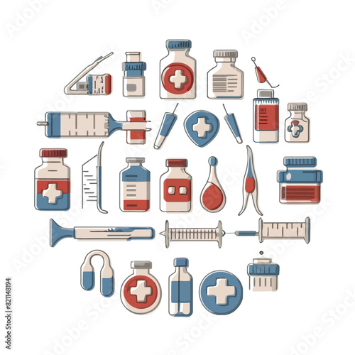vector medical medicines tools icons nutritional, dentistry, cardiology, surgery, nanotechnology
