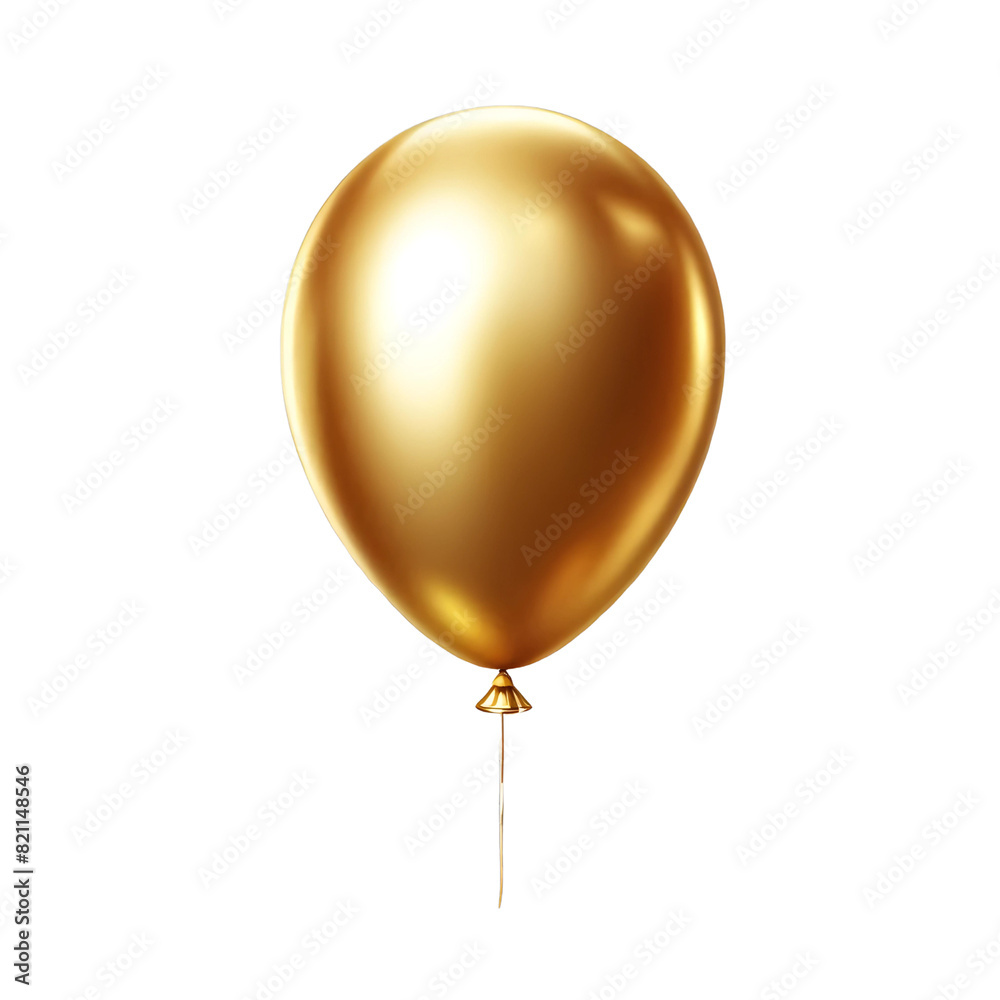 Golden party balloon isolated on transparent background Golden party balloon isolated on transparent background