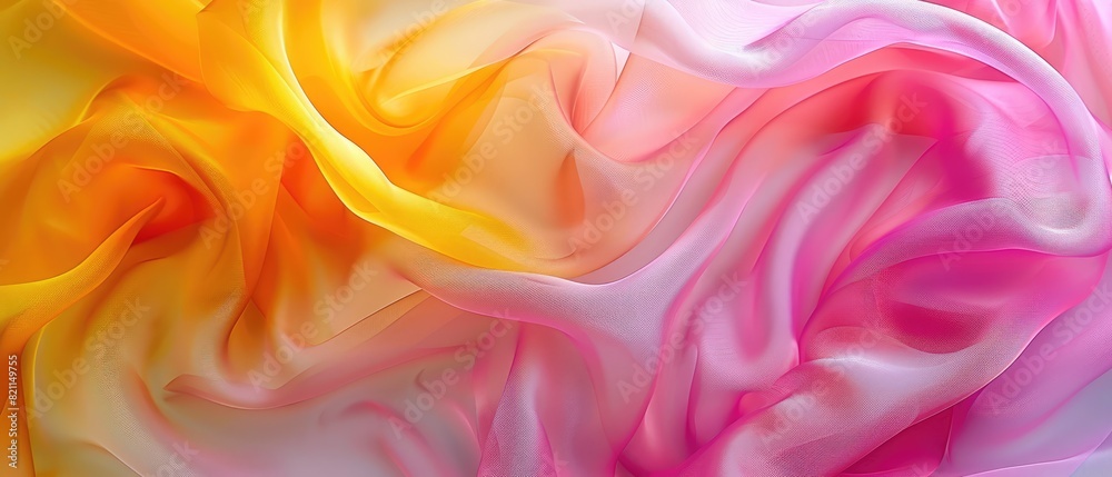 Obraz premium yellow magenta white color abstract background featuring semitransparent silk fabric