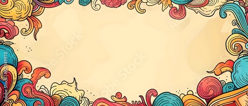 Doodle Page Print Border Design with Blank Empty Space for Mock Up Business Card Background Concept