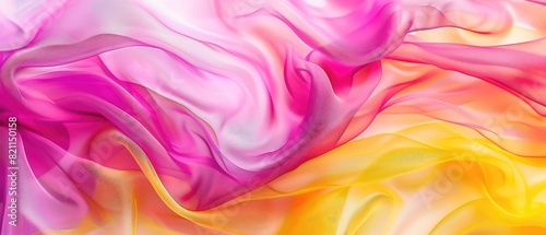 abstract background with semitransparent silk fabric of yellow magenta white color