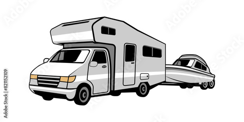 RV Recreational Vehicle and Boat Design Illustration vector eps format , suitable for your design needs, logo, illustration, animation, etc.