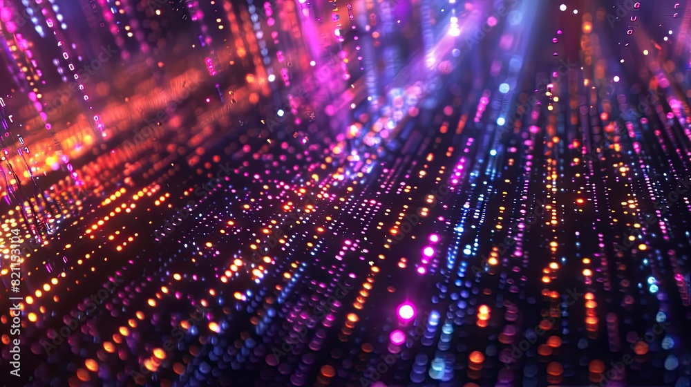 Multi-colored code raining down in a digital environment, inspired by the Matrix Multi-colored code raining down in a digital environment, inspired by the Matrix