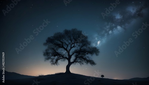 Ethereal Starry Night Sky With A Silhouette Of A