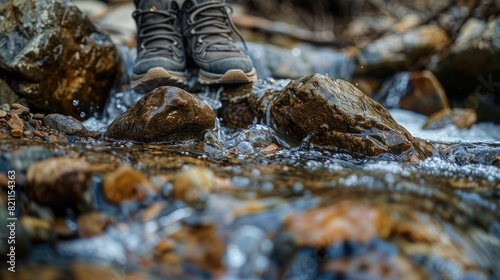 Solitude by the River: Shoes Resting on a Quiet Rock