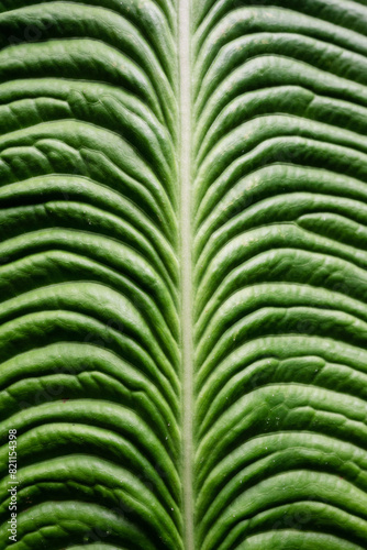 Anthurium Veitchii (Anthurium King) foliage close up showing the unique layering pattern