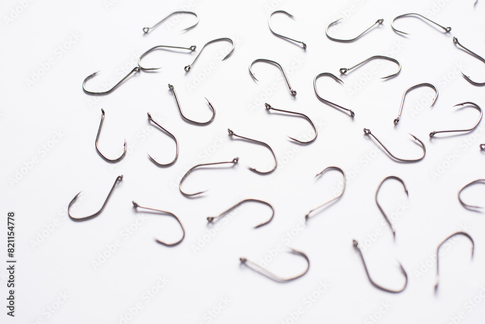 fishing hooks on a white background fishing hooks on a white background