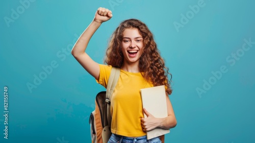 Joyful Student Celebrating Success photo