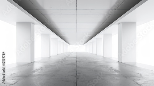 Minimalist White Concrete Building Innovative Architecture Design Scene for Car Park or Garage photo