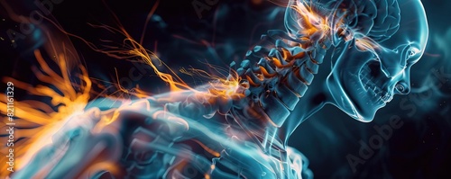 Wallpaper Mural A clinical Xray image revealing neck pain, showcasing crural nerves, ligaments, and bone structures to support medical analysis and evaluation Torontodigital.ca