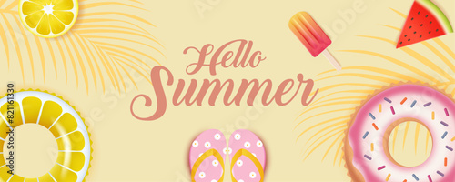 Hello summer banner vector illustration