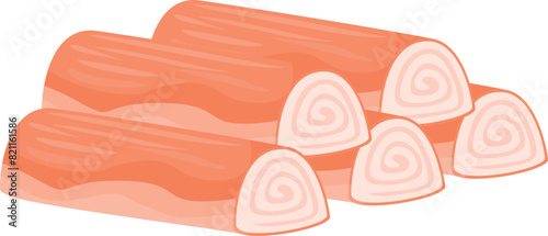 Vector graphic of fresh salmon fillets and slices, ideal for foodthemed designs