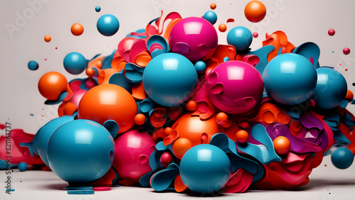balloons on the table color full solar background connect  line with  ball.