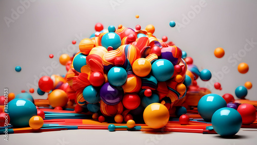 color full solar background connect  line with  ball.
