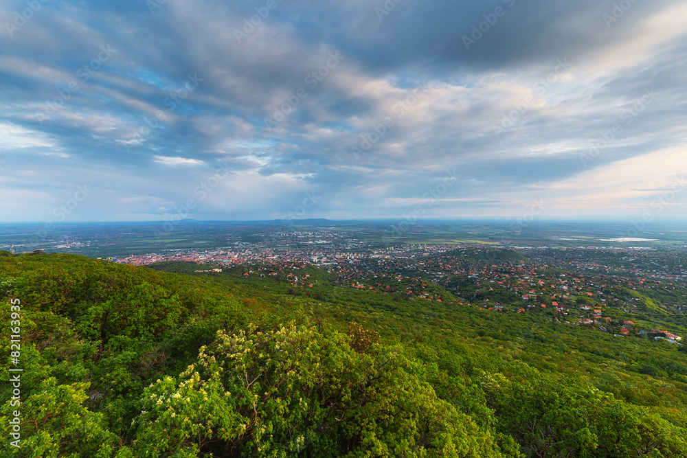 Fototapeta premium High angle view on the city of Pecs, situated in southern Hungary