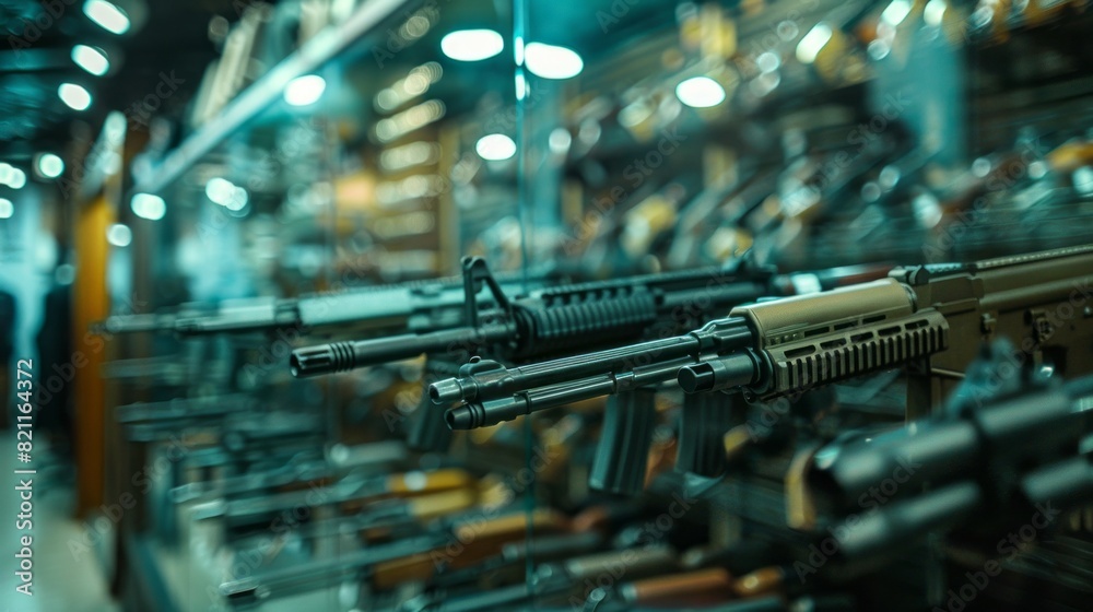 A display of guns in a store