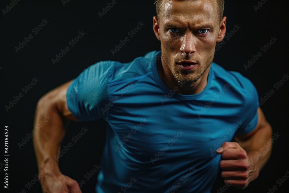 Determined Athletic Runner Pushing Limits in Marathon Sprint Determined Athletic Runner Pushing Limits in Marathon Sprint