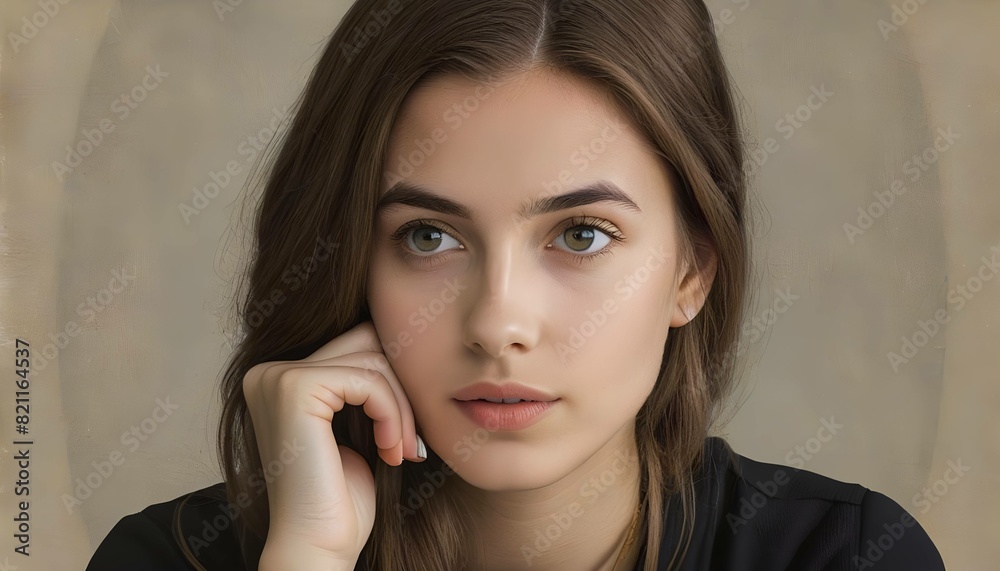 PORTRAIT of an young lady, thinking something PORTRAIT of an young lady, thinking something