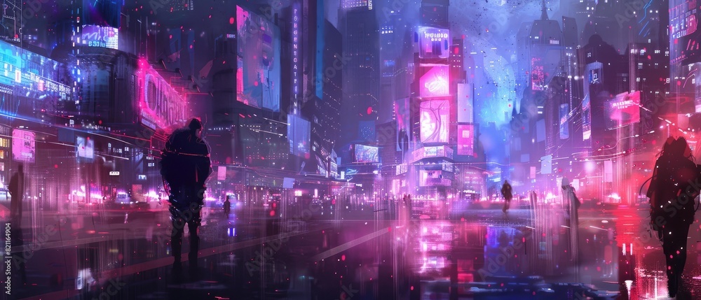 Digital data streams flowing through a futuristic city Digital data streams flowing through a futuristic city