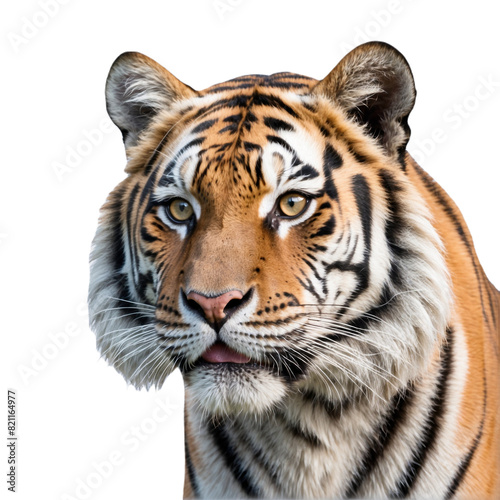 a tiger is shown in this photo  the tiger is shown isolated on transparent background