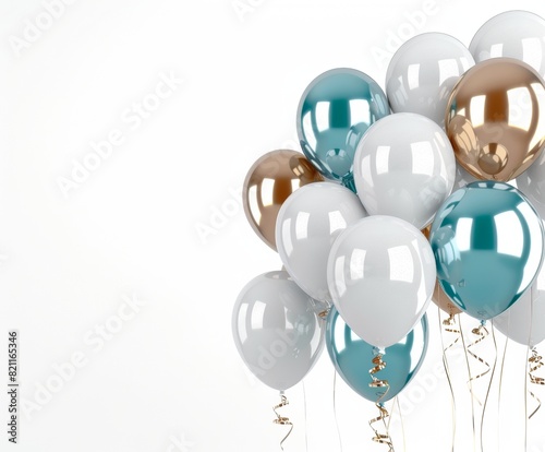 balloon white background anniversary celebration with big copy space for advertising photo