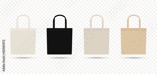 Organic blank shopping bags template on a transparent background