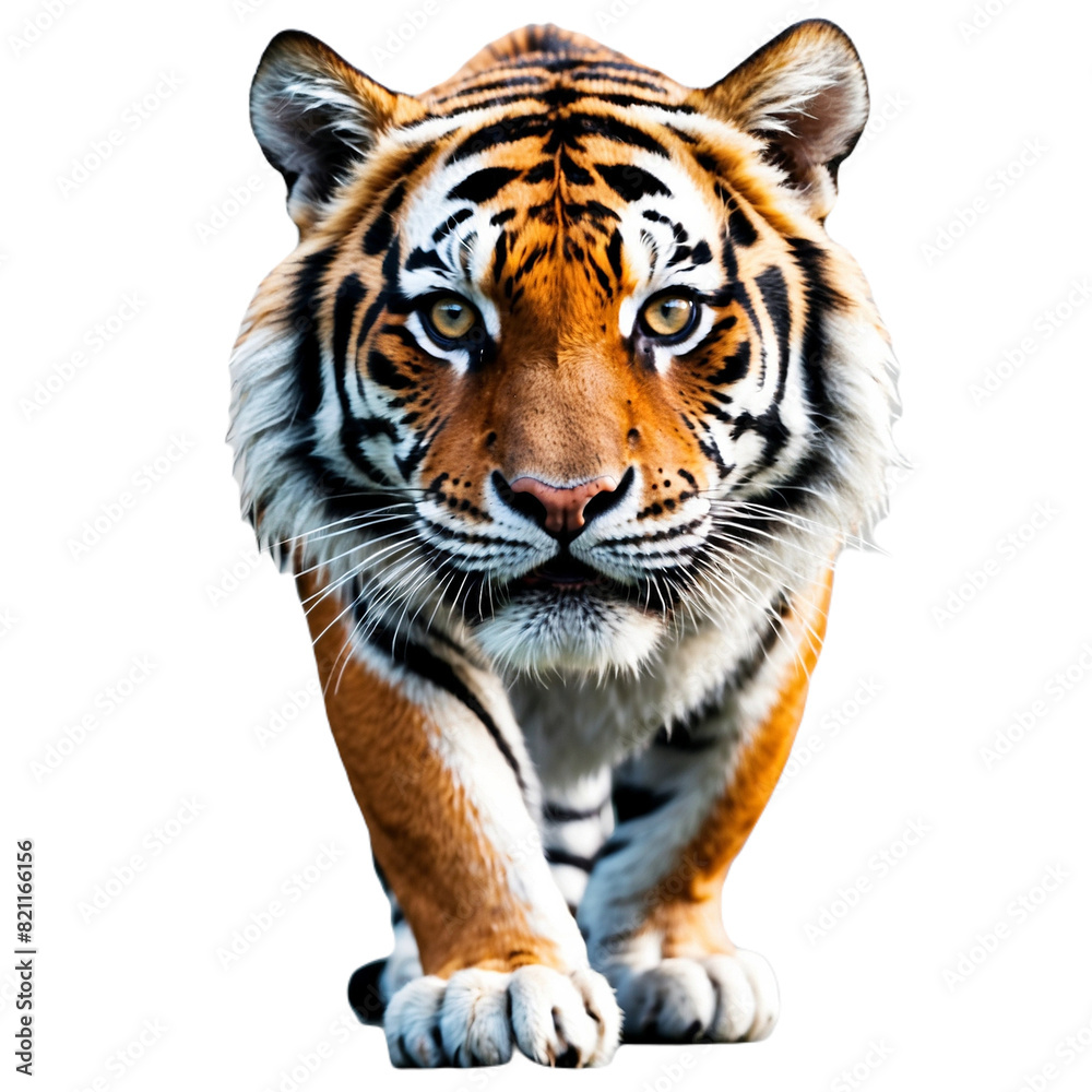 Naklejka premium a tiger is shown in this photo, the tiger is shown isolated on transparent background