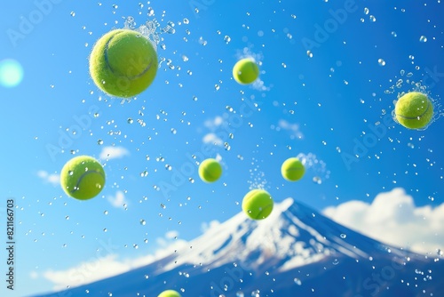 Ball Symphony: Tennis Cascade with Mountain Harmony