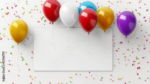 balloon white background anniversary celebration with big copy space for advertising photo