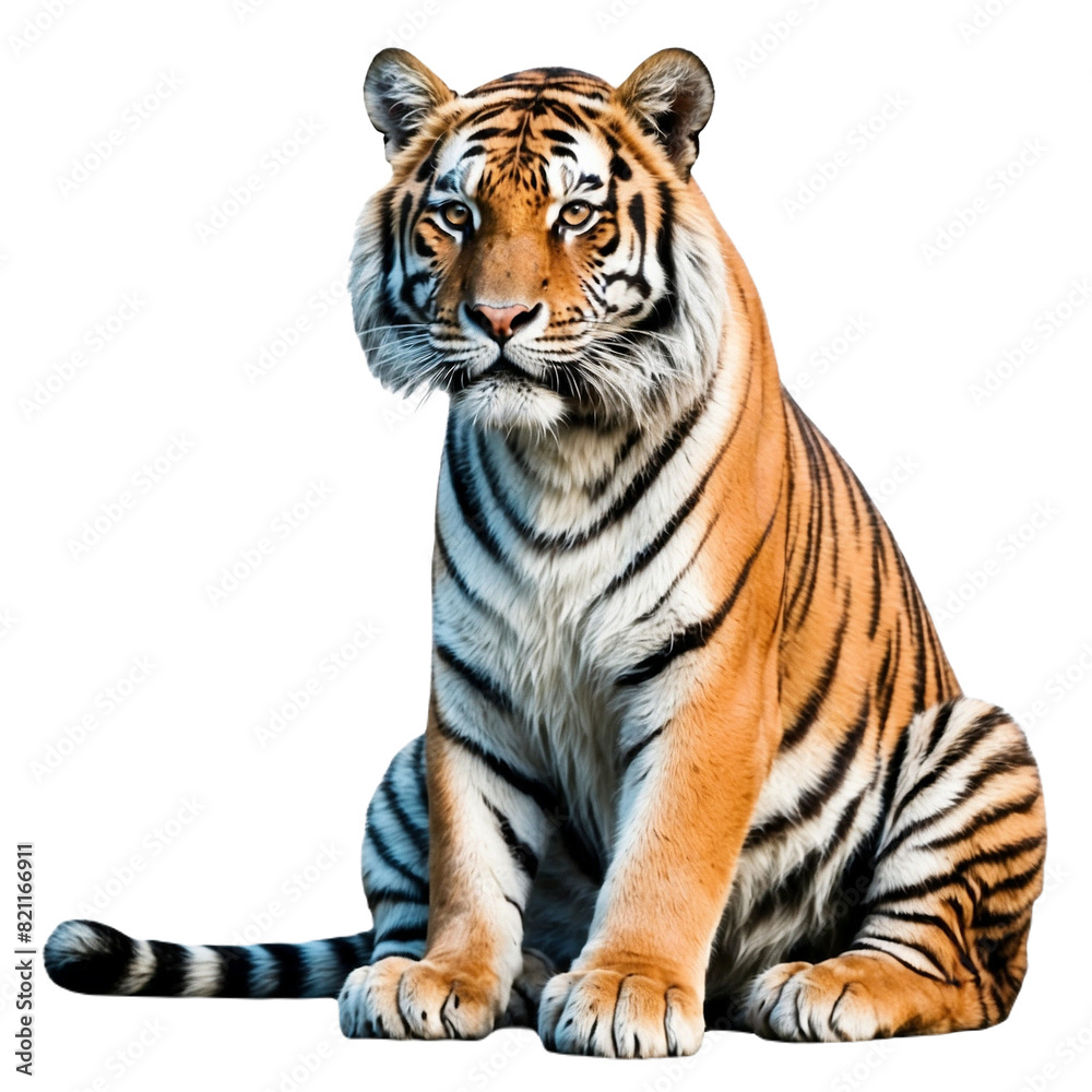 Fototapeta premium a tiger is shown in this photo, the tiger is shown isolated on transparent background