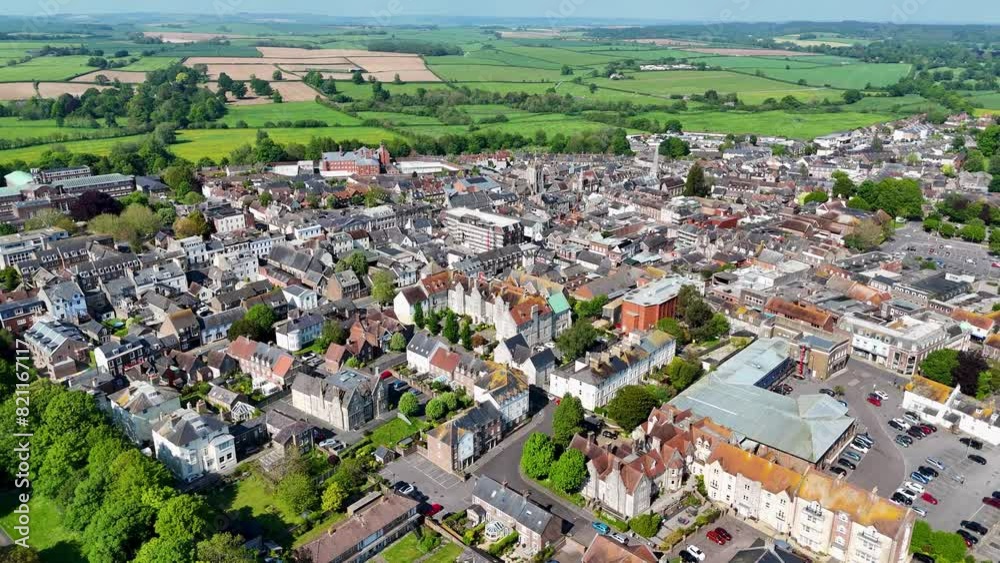 Aerial view of Dorchester town centre in Dorset Aerial view of Dorchester town centre in Dorset