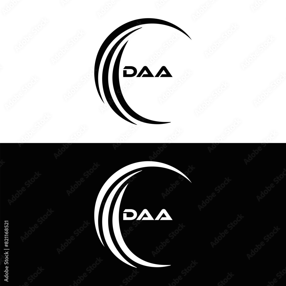 DAA logo. D A A design. White DAA letter. DAA, D A A letter logo design. D A A letter logo design in FIVE, FOUR, THREE, style. letter logo set in one artboard. D A A letter logo vector design.	
