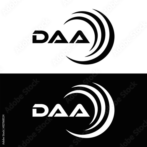 DAA logo. D A A design. White DAA letter. DAA, D A A letter logo design. D A A letter logo design in FIVE, FOUR, THREE, style. letter logo set in one artboard. D A A letter logo vector design.	

