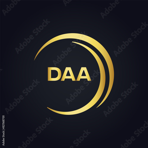 DAA logo. D A A design. White DAA letter. DAA, D A A letter logo design. D A A letter logo design in FIVE, FOUR, THREE, style. letter logo set in one artboard. D A A letter logo vector design.	
