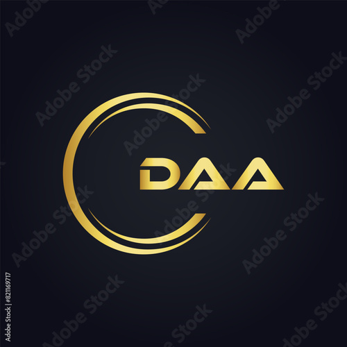 DAA logo. D A A design. White DAA letter. DAA, D A A letter logo design. D A A letter logo design in FIVE, FOUR, THREE, style. letter logo set in one artboard. D A A letter logo vector design.	
