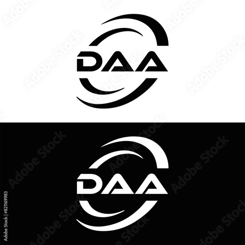 DAA logo. D A A design. White DAA letter. DAA, D A A letter logo design. D A A letter logo design in FIVE, FOUR, THREE, style. letter logo set in one artboard. D A A letter logo vector design.	
