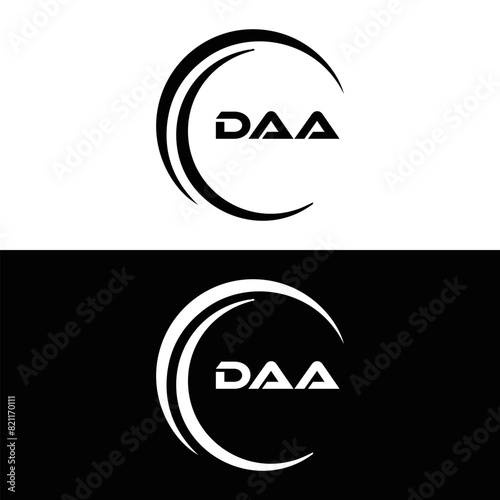 DAA logo. D A A design. White DAA letter. DAA, D A A letter logo design. D A A letter logo design in FIVE, FOUR, THREE, style. letter logo set in one artboard. D A A letter logo vector design.	
