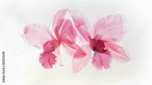 Delicate beauty. Pink orchids with translucent petals isolated on white background. 